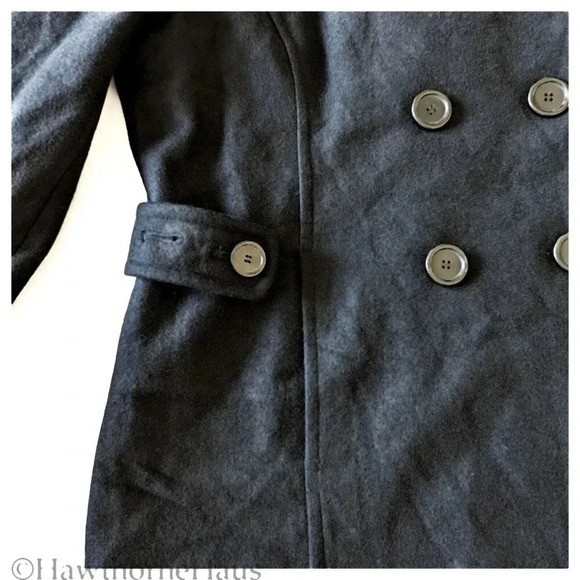 GIACCA Black Double Breasted Peacoat Size XL Wool Blend Heavyweight Lined - Picture 3 of 9
